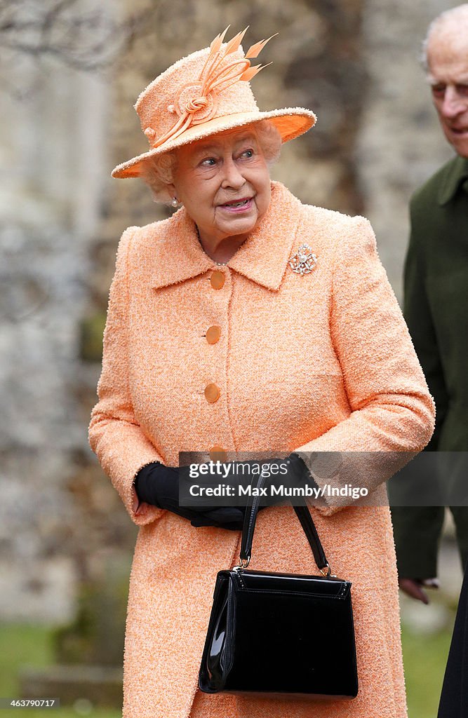 Queen Elizabeth Attends Church At Wolferton