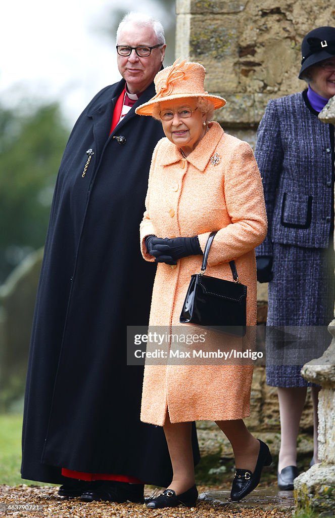 Queen Elizabeth Attends Church At Wolferton