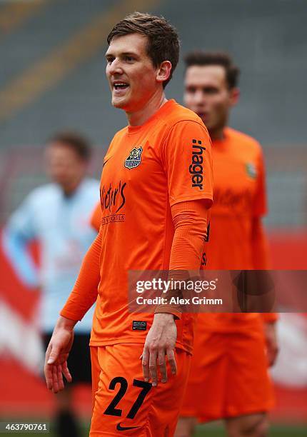 Lukas Kohler of Saarbruecken reacts during the friendly match between 1. FSV Mainz 05 and 1. FC Saarbruecken at Bruchwegstadion on January 19, 2014...