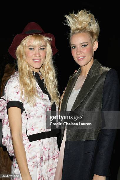 DJs Miriam Nervo and Olivia Nervo of NERVO attends the Francesca Liberatore fashion show during Mercedes-Benz Fashion Week Fall 2015 at The Salon at...