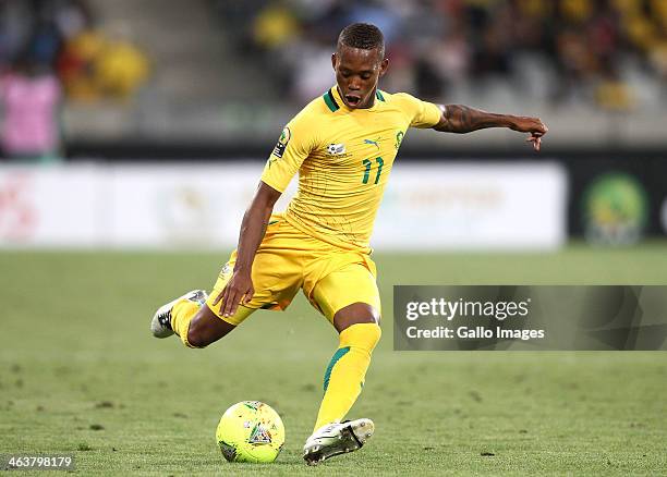 Vuyo Mere of South Africa in action during the 2014 African Nations Championship match between South Africa and Nigeria at Cape Town Stadium on...