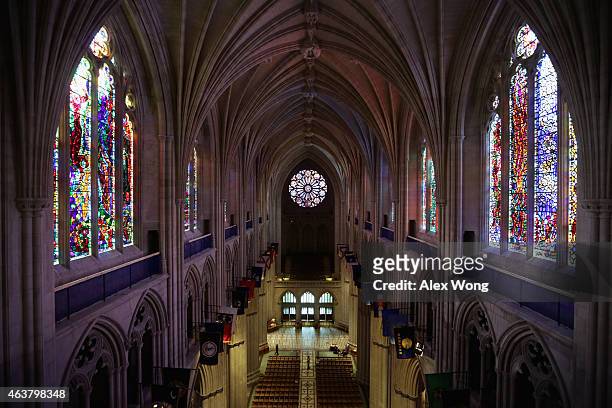 An interior shot of the Washington National Cathedral during a press tour February 18, 2015 in Washington, DC. Today's news conference and press tour...