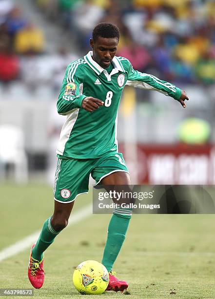 Rabiu Ali of Nigeria during the 2014 African Nations Championship match between South Africa and Nigeria at Cape Town Stadium on January 19, 2014 in...