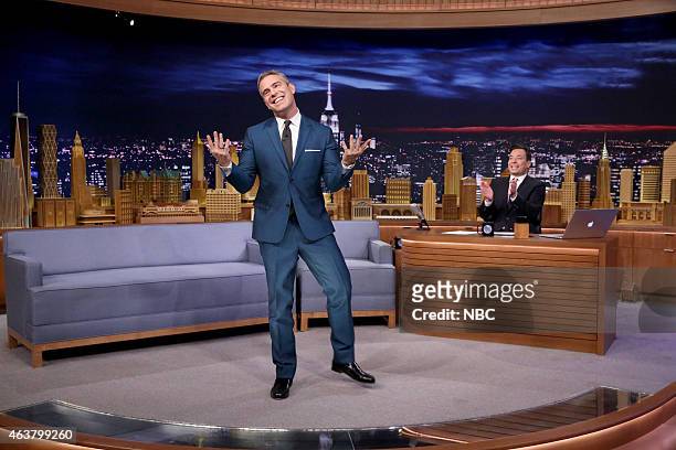 Episode 0213 -- Pictured: Television personality Andy Cohen during an interview with host Jimmy Fallon on February 18, 2015 --