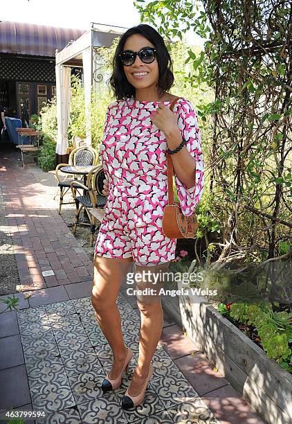 Actress Rosario Dawson with Amanda Hearst, Hassan Pierre & Spotify host the Maison De Mode Oscar week lunch at Petit Ermitage on February 18, 2015 in...