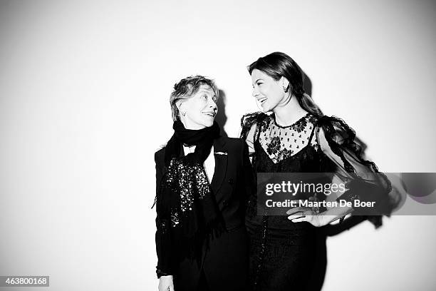 Costume Designer Milena Canonero and actress Michelle Monaghan pose for a portrait at the 17th Costume Designers Guild Awards with presenting sponsor...
