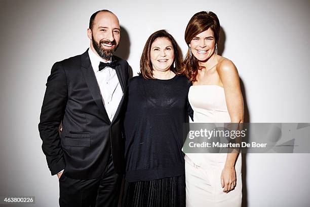Actor Tony Hale, Costume Designer Coleen Atwood and actress Betsy Brandt pose for a portrait at the 17th Costume Designers Guild Awards with...