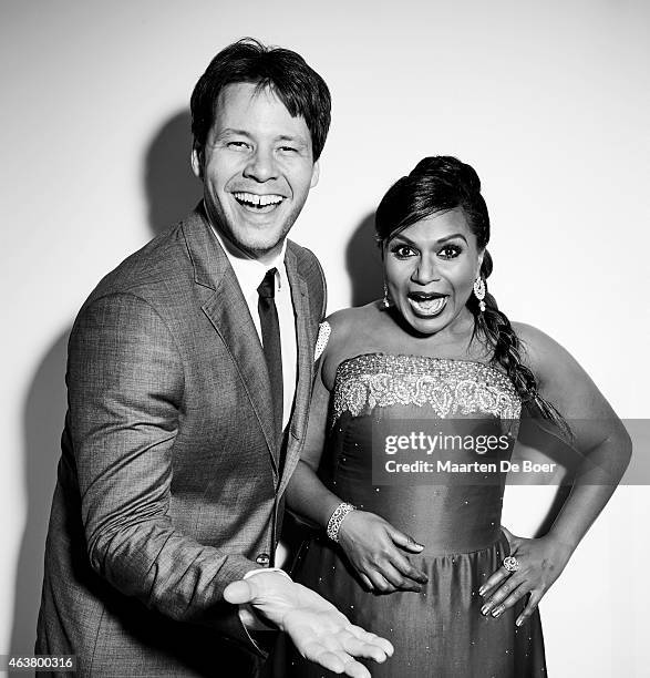Actor Ike Barinholtz and actress Mindy Kaling pose for a portrait at the 17th Costume Designers Guild Awards with presenting sponsor Lacoste at The...