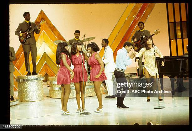 Airdate: December 7, 1968. L-R: IKETTES;IKE TURNER;SAMMY DAVIS, JR. ;TINA TURNER