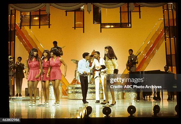 Airdate: December 7, 1968. L-R: IKETTES;SAMMY DAVIS, JR. ;IKE TURNER;TINA TURNER