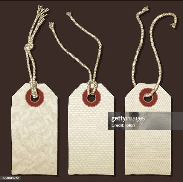 blank textured price tags - rope knots cartoon stock illustrations