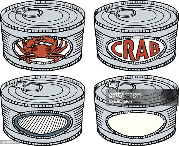 canned crabmeat - pasteurization stock illustrations