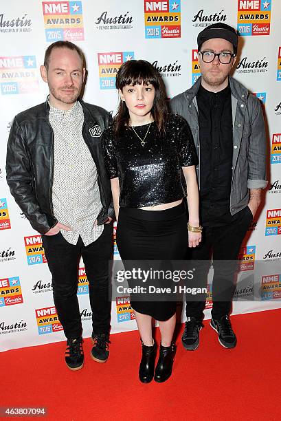 Chvrches attends the NME Awards at Brixton Academy on February 18, 2015 in London, England.