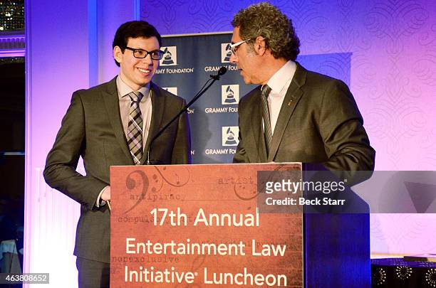 Writing Competition winner Bradley Ryba and ELI executive committee program chair Ken Abdo at the 17th Annual Entertainment Law Initiative Luncheon &...