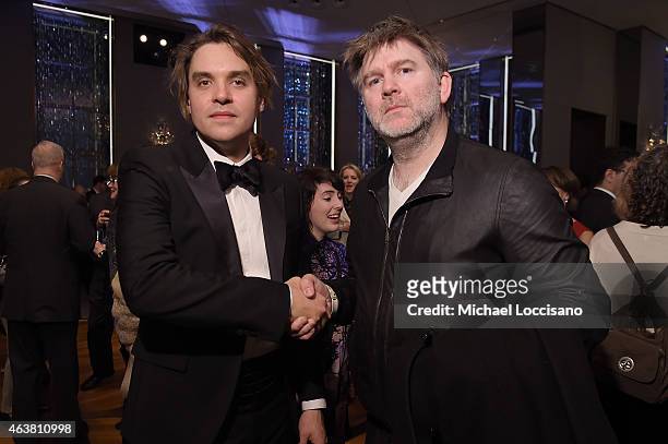 Musicians Will Butler of The Arcade Fire and James Murphy of LCD Soundsystem attend The New York Times Magazine Relaunch Event on February 18, 2015...