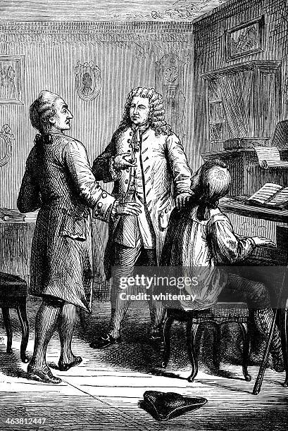 johann sebastian bach - victorian engraving - bach house stock illustrations