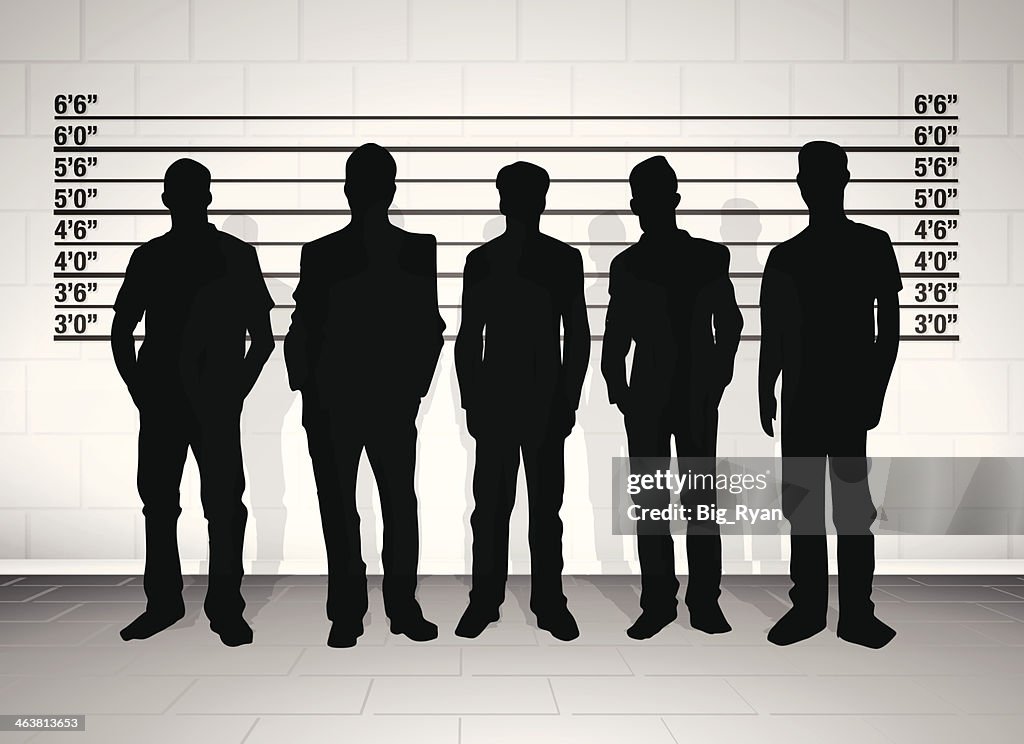 Black silhouetted police line up