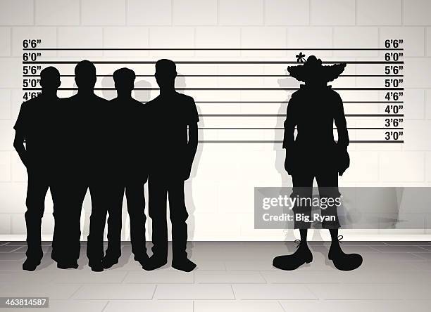 clown line up - criminal line up stock illustrations