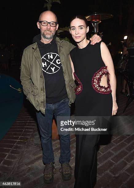 Recording artist Moby and actress Rooney Mara attend VANITY FAIR and Barneys New York Dinner benefiting OXFAM, hosted by Rooney Mara at Chateau...