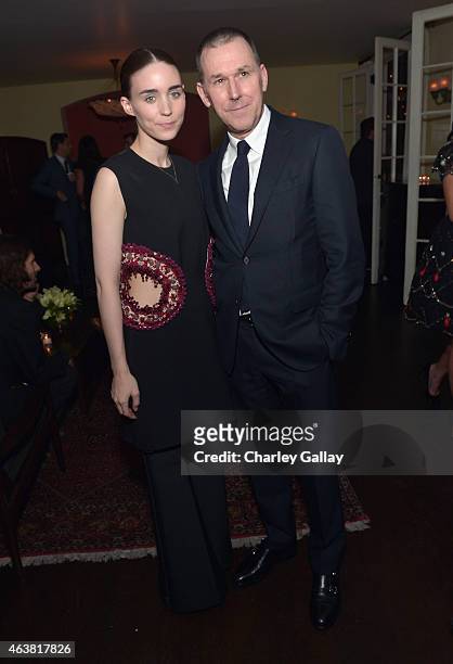 Actress Rooney Mara and CEO of Barneys New York Mark Lee attend VANITY FAIR and Barneys New York Dinner benefiting OXFAM, hosted by Rooney Mara at...