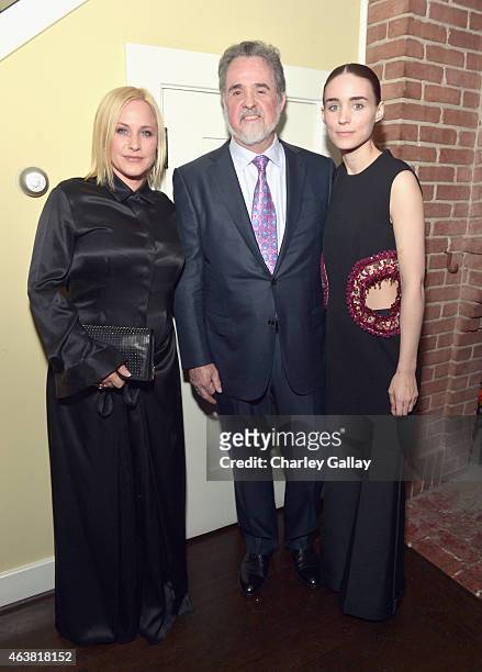 Actress Patricia Arquette, OXFAM President Raymond Offenheiser and actress Rooney Mara attend VANITY FAIR and Barneys New York Dinner benefiting...