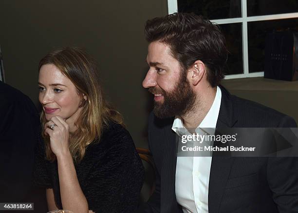 Actors Emily Blunt and John Krasinski attend VANITY FAIR and Barneys New York Dinner benefiting OXFAM, hosted by Rooney Mara at Chateau Marmont on...