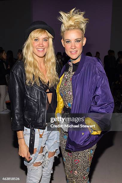 DJs Olivia Nervo and Miriam Nervo of Nervo attend the Erin Fetherston show during Mercedes-Benz Fashion Week Fall 2015 at The Salon at Lincoln Center...