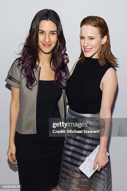 Natalie Zfat and actress Rachel Brosnahan attend the Erin Fetherston show during Mercedes-Benz Fashion Week Fall 2015 at The Salon at Lincoln Center...