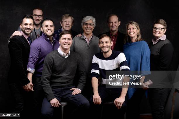 Paul Katami, Chad Griffin, David Zarrillo, Ben Cotner, Theodore Olson, Ted Boutrous, Ryan White, David Boies, Sandy Stier, and Kris Perry pose for a...