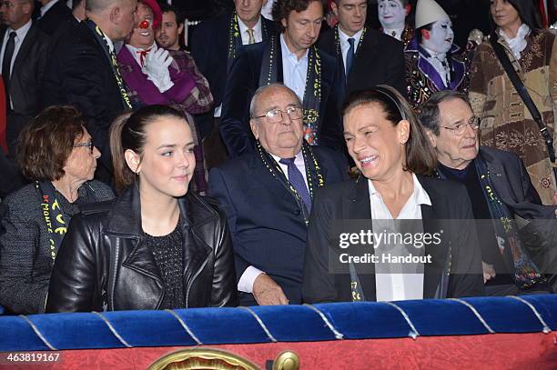 In this handout image provided by Monaco Centre de Presse, Pauline Ducruet and Princess Stephanie of Monaco attend the 38th International Circus...