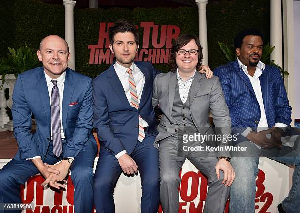 Actors Rob Corddry, Adam Scott, Clark Duke and Craig Robinson attend the premiere of Paramount Pictures' "Hot Tub Time Machine 2" at Regency Village...
