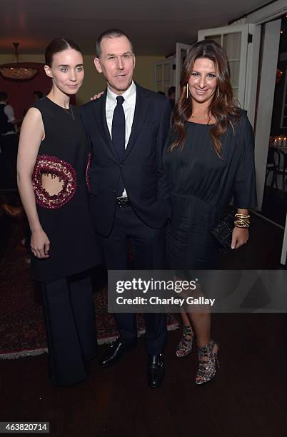 Actress Rooney Mara, CEO of Barneys New York Mark Lee and Barneys NY - EVP, Marketing and Communications Charlotte Blechman attend VANITY FAIR and...