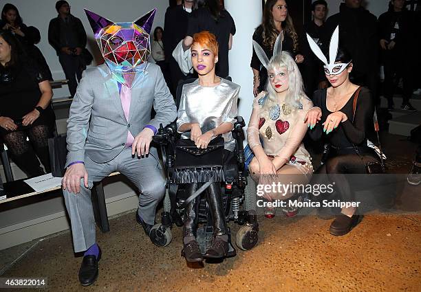 Max Steiner, Jillian Mercado, Elena Kanagy-Loux and Amanda Reilly attend The Blonds fashion show during MADE Fashion Week Fall 2015 at Milk Studios...