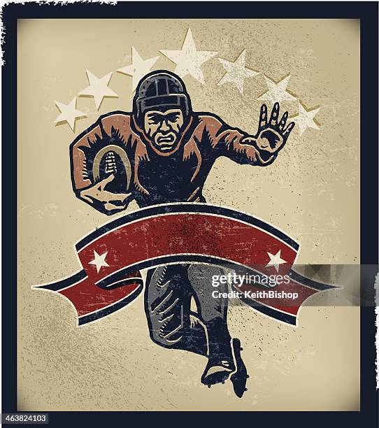 stockillustraties, clipart, cartoons en iconen met football player retro banner background - fullback american football