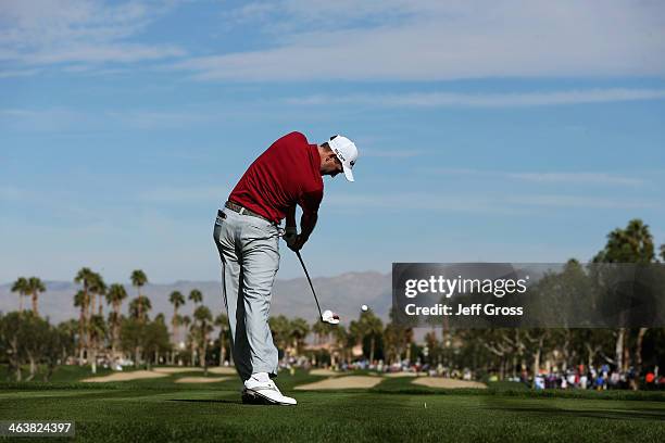 Brendon Todd hits a tee shot on the second hole during the final round of the Humana Challenge in partnership with the Clinton Foundation on the...