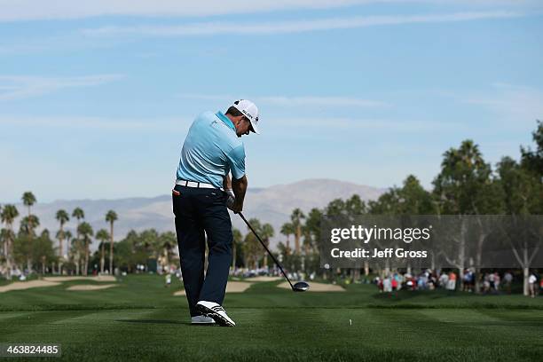 Justin Leonard hits a tee shot on the second hole during the final round of the Humana Challenge in partnership with the Clinton Foundation on the...