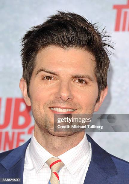 Actor Adam Scott attends the premiere of Paramount Pictures' "Hot Tub Time Machine 2" at Regency Village Theatre on February 18, 2015 in Westwood,...