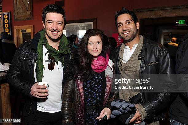 Adam Croasdell, Rachel Rath and Cal Mansoor attend the UK Film Party At Sundance 2014 on January 19, 2014 in Park City, Utah.