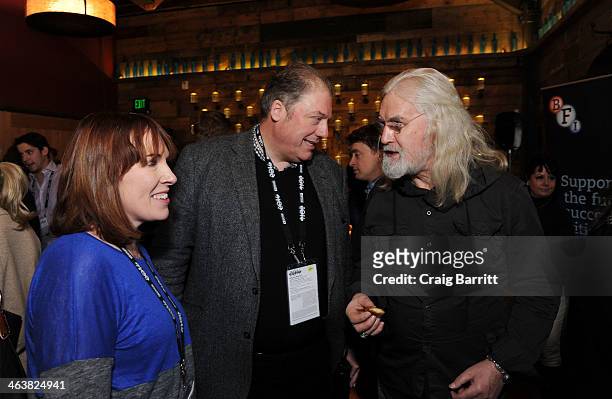 Tara Halloran, Adrian Wootton and Billy Connolly attend the UK Film Party At Sundance 2014 on January 19, 2014 in Park City, Utah.