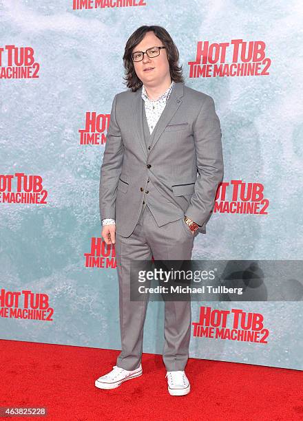 Actor Clark Duke attends the premiere of Paramount Pictures' "Hot Tub Time Machine 2" at Regency Village Theatre on February 18, 2015 in Westwood,...
