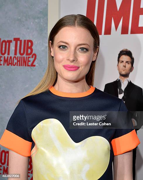 Actress Gillian Jacobs attends the premiere of Paramount Pictures' 'Hot Tub Time Machine 2' at Regency Village Theatre on February 18, 2015 in...