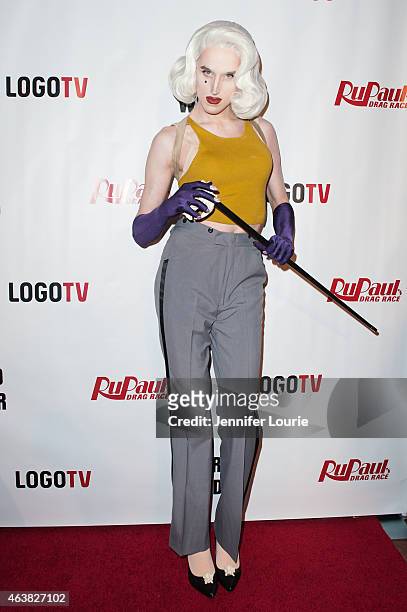 Max arrives at the premiere of Logo TV's "RuPaul's Drag Race" Season 7 at The Mayan on February 18, 2015 in Los Angeles, California.