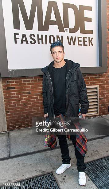 Model River Viiperi is seen outside Jeremy Scott fashion show during Mercedes-Benz Fashion Week Fall 2015 at Milk Studios on February 18, 2015 in New...