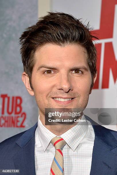 Actor Adam Scott attends the premiere of Paramount Pictures' 'Hot Tub Time Machine 2' at Regency Village Theatre on February 18, 2015 in Westwood,...