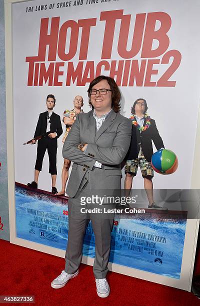 Actor Clark Duke attends the premiere of Paramount Pictures' 'Hot Tub Time Machine 2' at Regency Village Theatre on February 18, 2015 in Westwood,...
