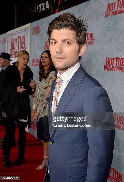 Actor Adam Scott attends the premiere of Paramount Pictures' 'Hot Tub Time Machine 2' at Regency Village Theatre on February 18, 2015 in Westwood,...