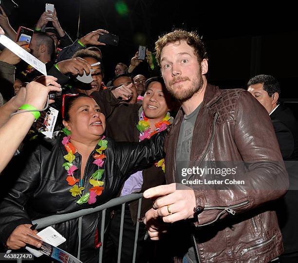 Actor Chris Pratt attends the premiere of Paramount Pictures' 'Hot Tub Time Machine 2' at Regency Village Theatre on February 18, 2015 in Westwood,...