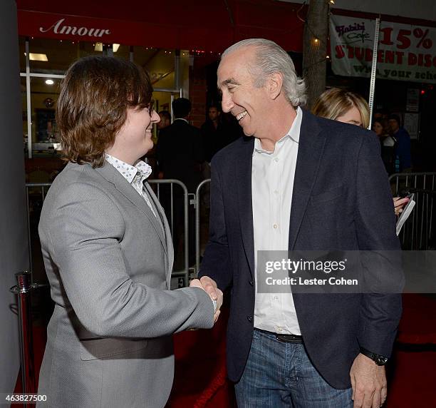 Actor Clark Duke and Metro-Goldwyn-Mayer Chairman and CEO Gary Barber attend the premiere of Paramount Pictures' 'Hot Tub Time Machine 2' at Regency...