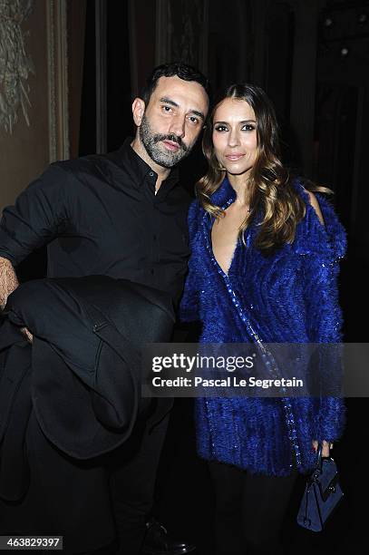 Riccardo Tisci and Aleksandra Melnichenko attend the Atelier Versace show as part of Paris Fashion Week Haute Couture Spring/Summer 2014 on January...