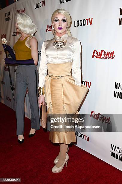 Drag queen Pearl attends the premiere of Logo TV's 'RuPaul's Drag Race' Season 7 at The Mayan on February 18, 2015 in Los Angeles, California.
